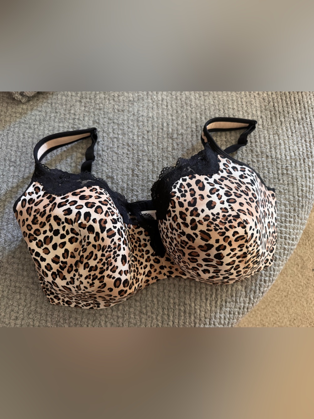 Cacique Leopard Print Padded Bra with Black Lace